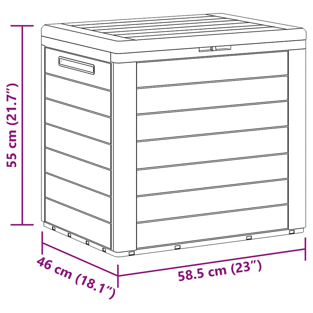 vidaXL Garden Storage Box Brown 58.5x46x55 cm Polypropylene