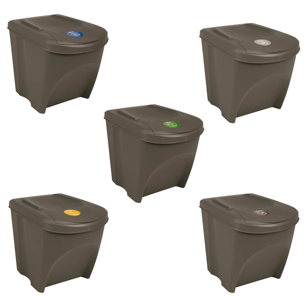 vidaXL Stackable Garbage Bin Boxes 3 pcs Grey 75 L Polypropylene