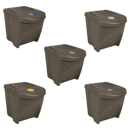 vidaXL Stackable Garbage Bin Boxes 3 pcs Grey 75 L Polypropylene