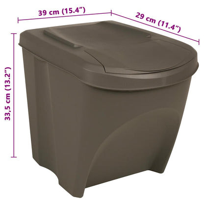 vidaXL Stackable Garbage Bin Boxes 3 pcs Grey 75 L Polypropylene