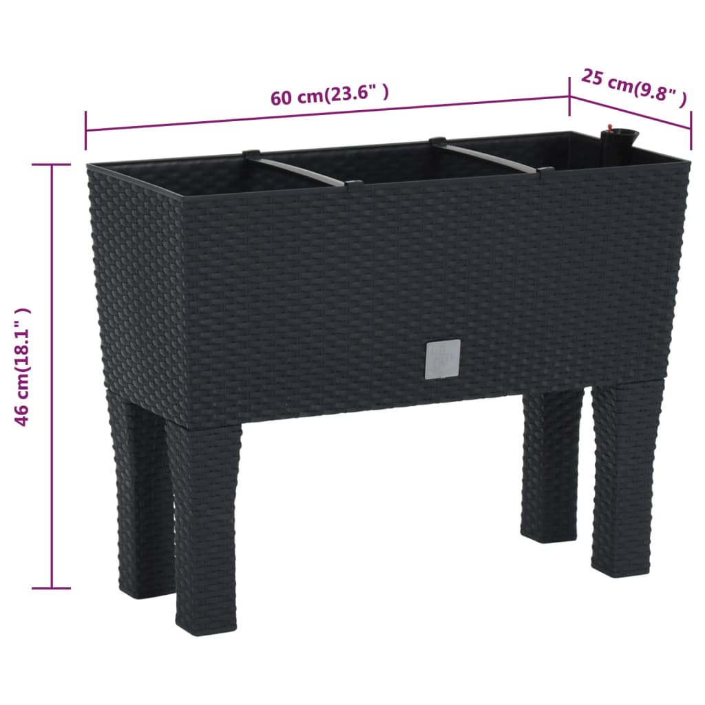 vidaXL Raised Garden Bed Anthracite 60x25x46 cm PP Rattan