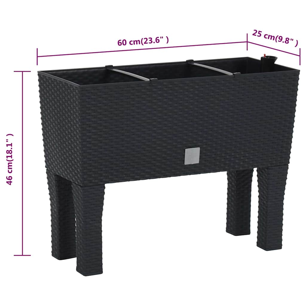 152208 vidaXL Raised Garden Bed Anthracite 60x25x46 cm PP Rattan
