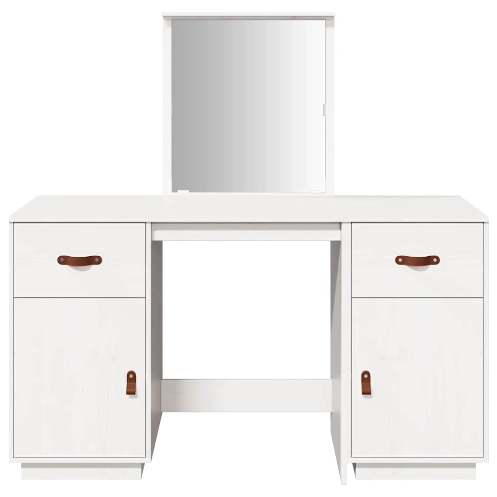vidaXL Dressing Table Set with a Mirror White Solid Wood Pine