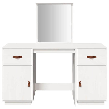 vidaXL Dressing Table Set with a Mirror White Solid Wood Pine