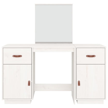 vidaXL Dressing Table Set with a Mirror White Solid Wood Pine