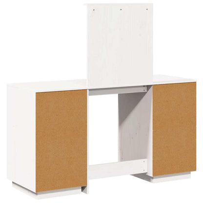 vidaXL Dressing Table Set with a Mirror White Solid Wood Pine