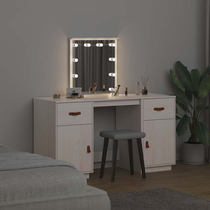 vidaXL Dressing Table Set with LED White Solid Wood Pine