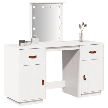 vidaXL Dressing Table Set with LED White Solid Wood Pine