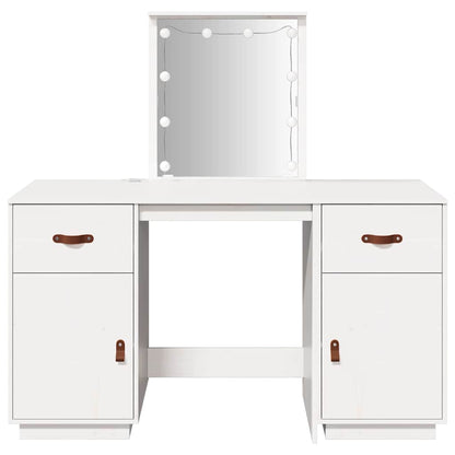 vidaXL Dressing Table Set with LED White Solid Wood Pine