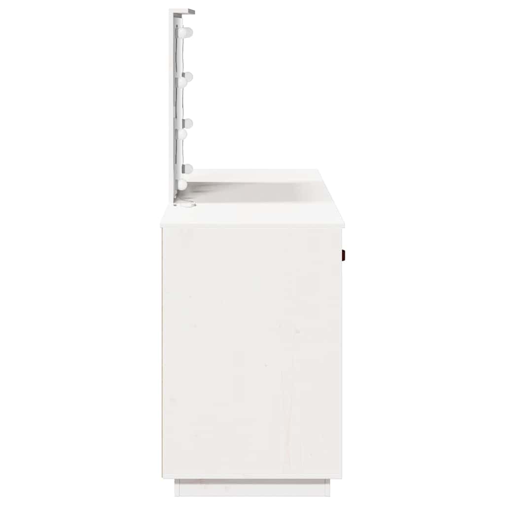 vidaXL Dressing Table Set with LED White Solid Wood Pine