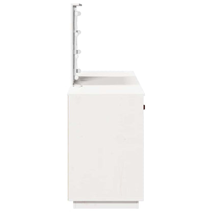 vidaXL Dressing Table Set with LED White Solid Wood Pine