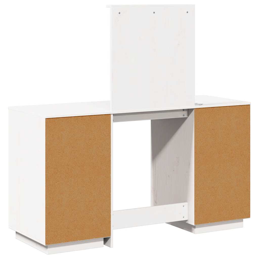 vidaXL Dressing Table Set with LED White Solid Wood Pine