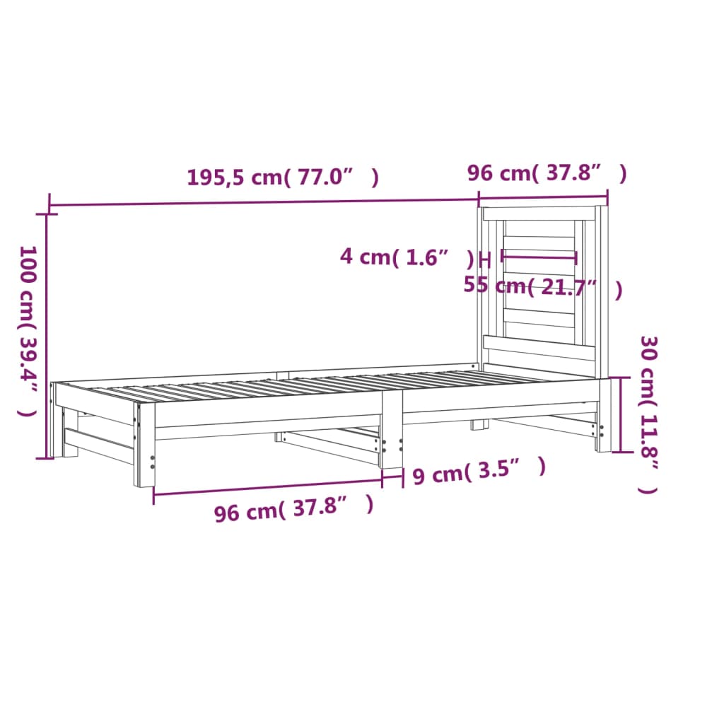 vidaXL Pull-out Day Bed without Mattress 2x(90x190) cm