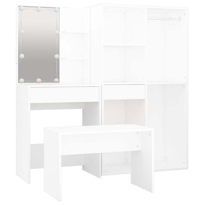 vidaXL Dressing Table Set with LED White Engineered Wood