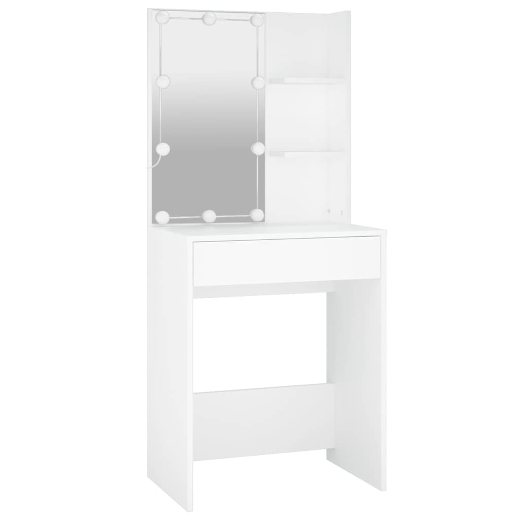 vidaXL Dressing Table Set with LED White Engineered Wood