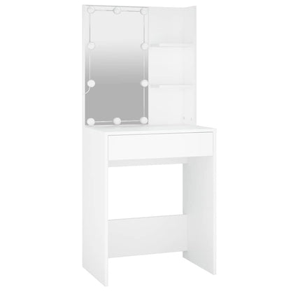 vidaXL Dressing Table Set with LED White Engineered Wood
