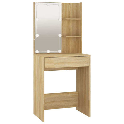 vidaXL Dressing Table Set with LED Sonoma Oak Engineered Wood