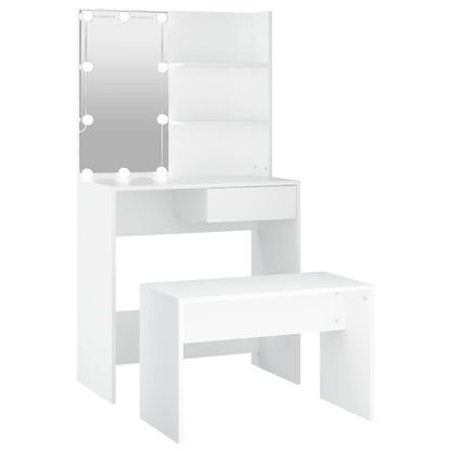 vidaXL Dressing Table Set with LED White Engineered Wood
