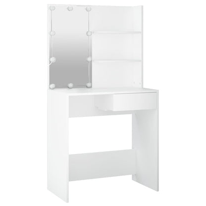 vidaXL Dressing Table Set with LED White Engineered Wood