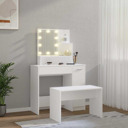 vidaXL Dressing Table Set with LED White Engineered Wood