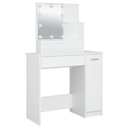 vidaXL Dressing Table Set with LED White Engineered Wood