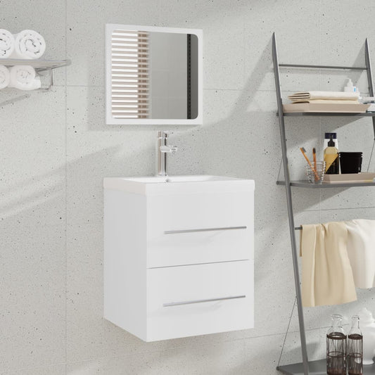 vidaXL Sink Cabinet with Built-in Basin White Engineered Wood