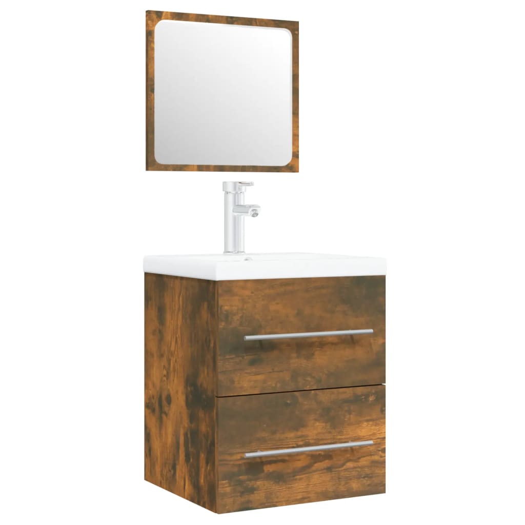 vidaXL Sink Cabinet with Built-in Basin Smoked Oak Engineered Wood