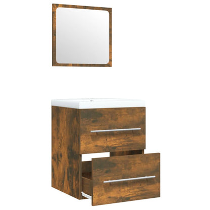 vidaXL Sink Cabinet with Built-in Basin Smoked Oak Engineered Wood