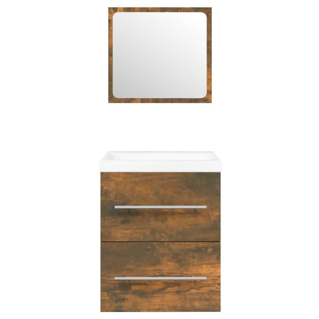 vidaXL Sink Cabinet with Built-in Basin Smoked Oak Engineered Wood