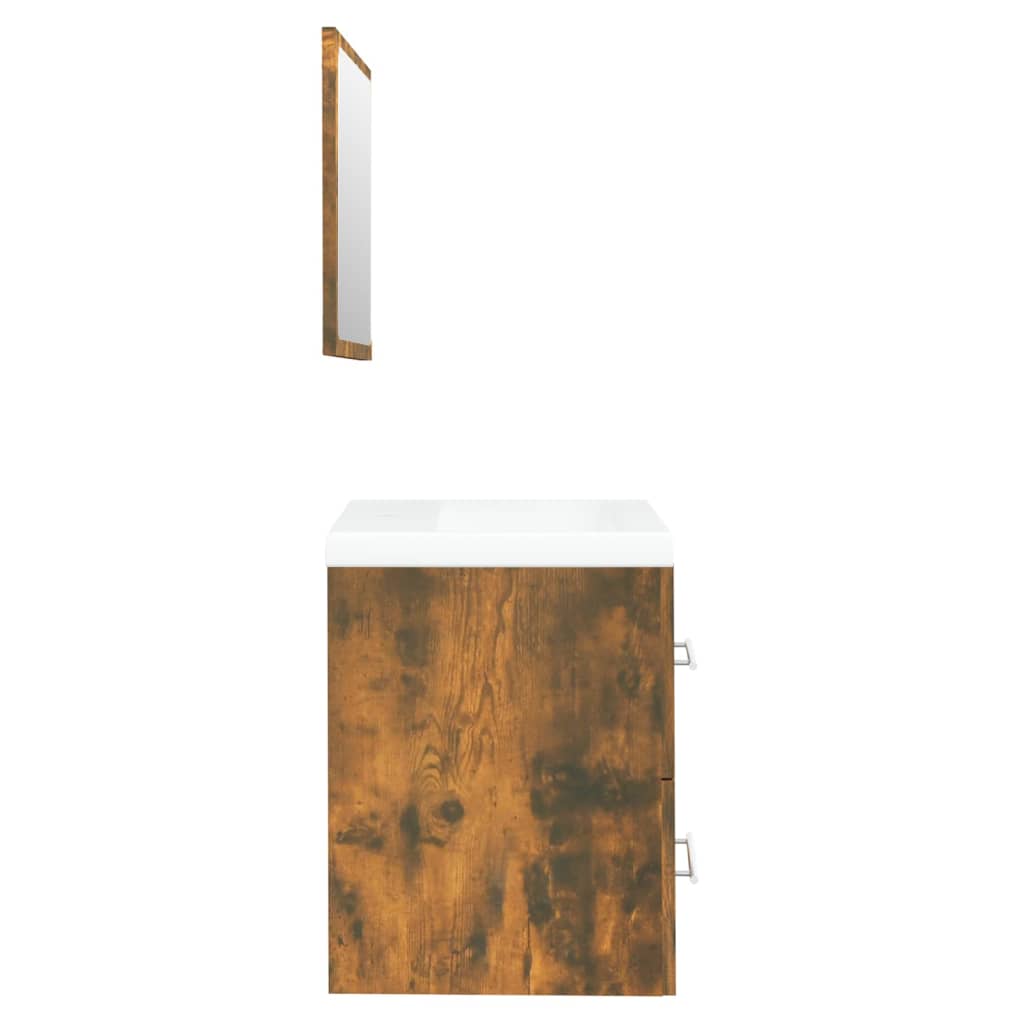 vidaXL Sink Cabinet with Built-in Basin Smoked Oak Engineered Wood