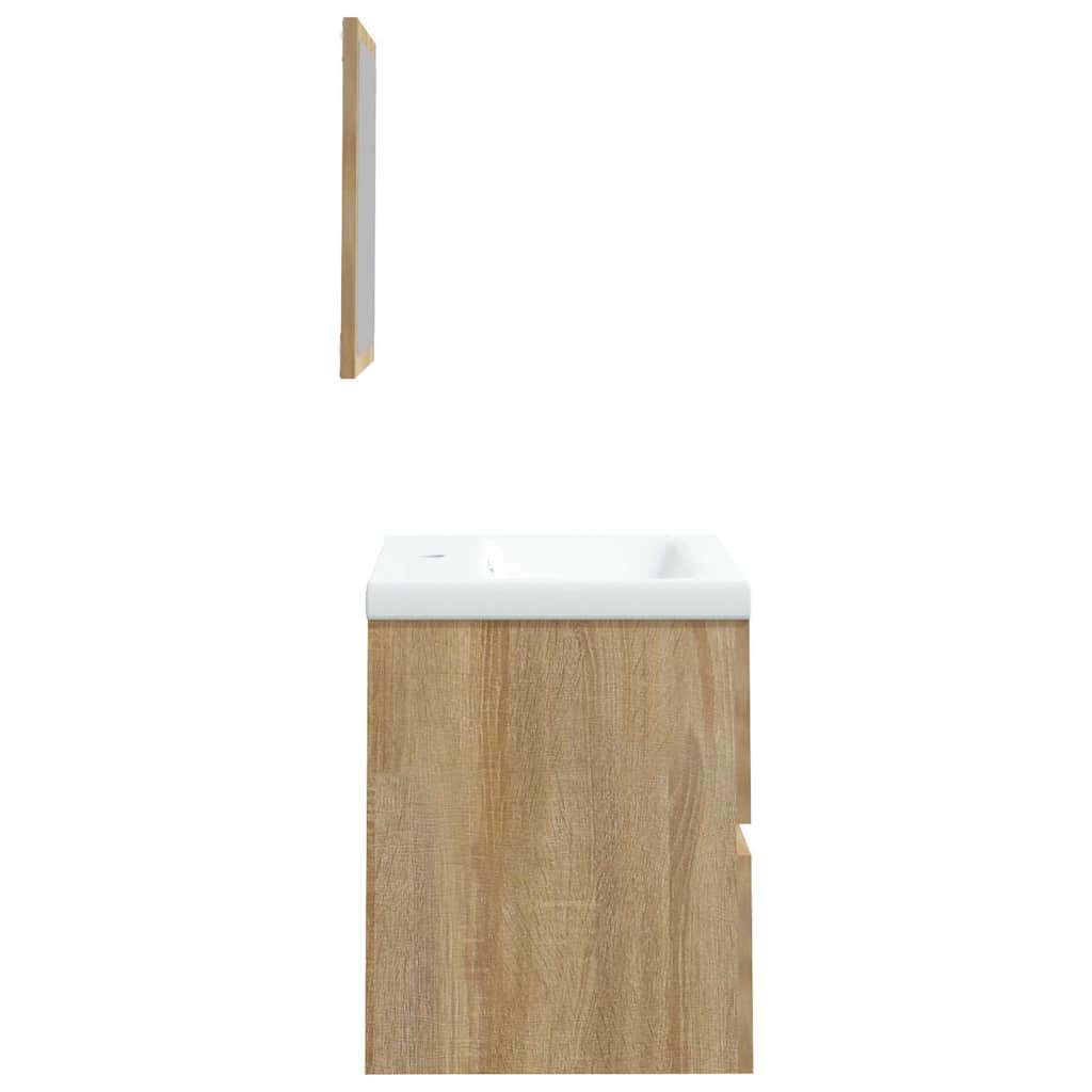 vidaXL Bathroom Sink Cabinet with Basin and Mirror Sonoma Oak