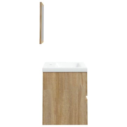 vidaXL Bathroom Sink Cabinet with Basin and Mirror Sonoma Oak