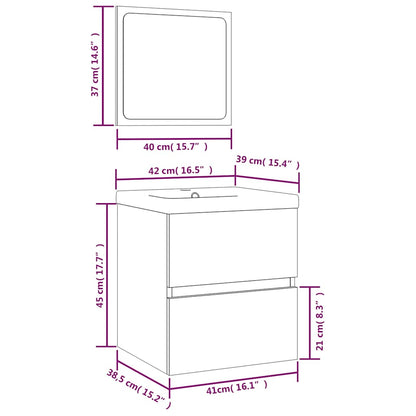 vidaXL Bathroom Sink Cabinet with Basin and Mirror Sonoma Oak