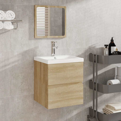 vidaXL Bathroom Sink Cabinet with Basin and Mirror Sonoma Oak