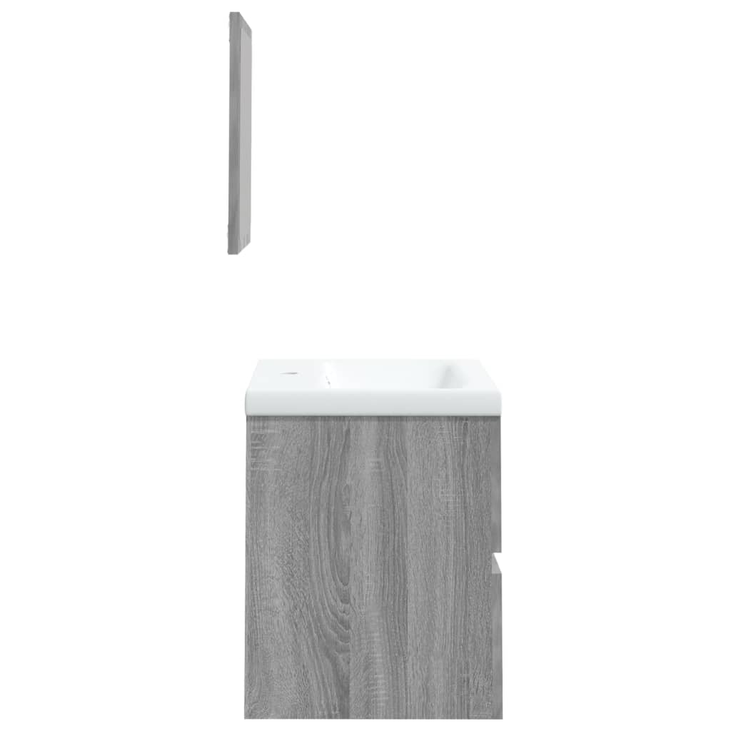 vidaXL Bathroom Sink Cabinet with Basin and Mirror Grey Sonoma