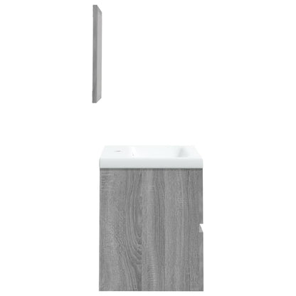 vidaXL Bathroom Sink Cabinet with Basin and Mirror Grey Sonoma