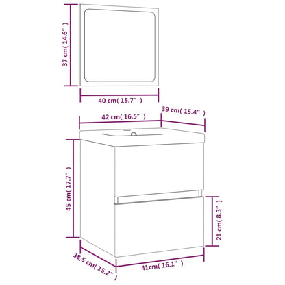 vidaXL Bathroom Sink Cabinet with Basin and Mirror Grey Sonoma