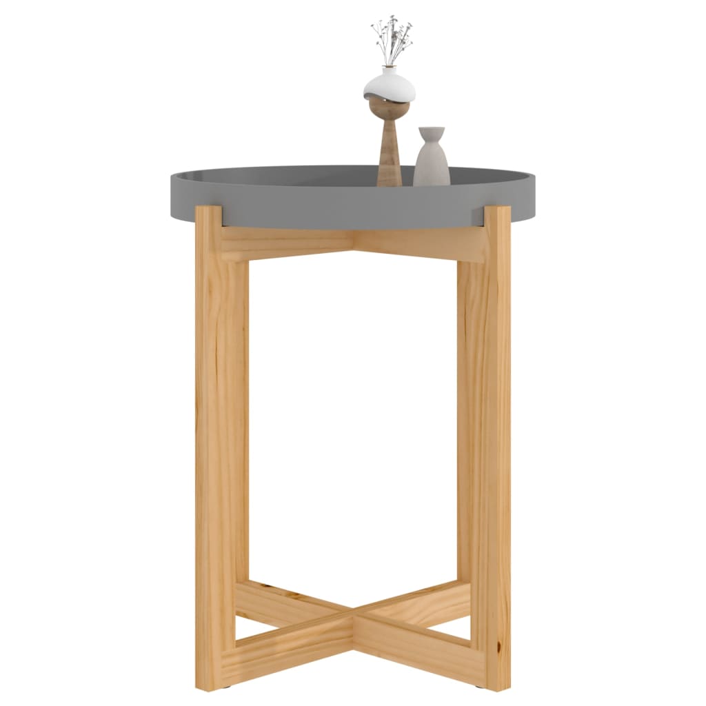 vidaXL Coffee Table Grey 41x41x48.5cm Engineered Wood&Solid Wood Pine