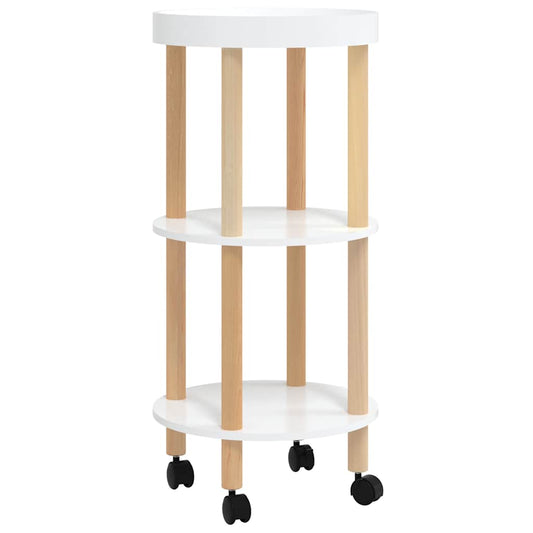 vidaXL 3-tier Trolley White 38x38x82cm Engineered Wood&Solid Wood Pine