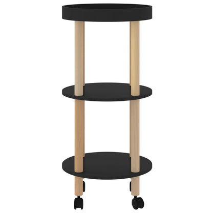 vidaXL 3-tier Trolley Black 38x38x82cm Engineered Wood&Solid Wood Pine