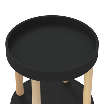 vidaXL 3-tier Trolley Black 38x38x82cm Engineered Wood&Solid Wood Pine