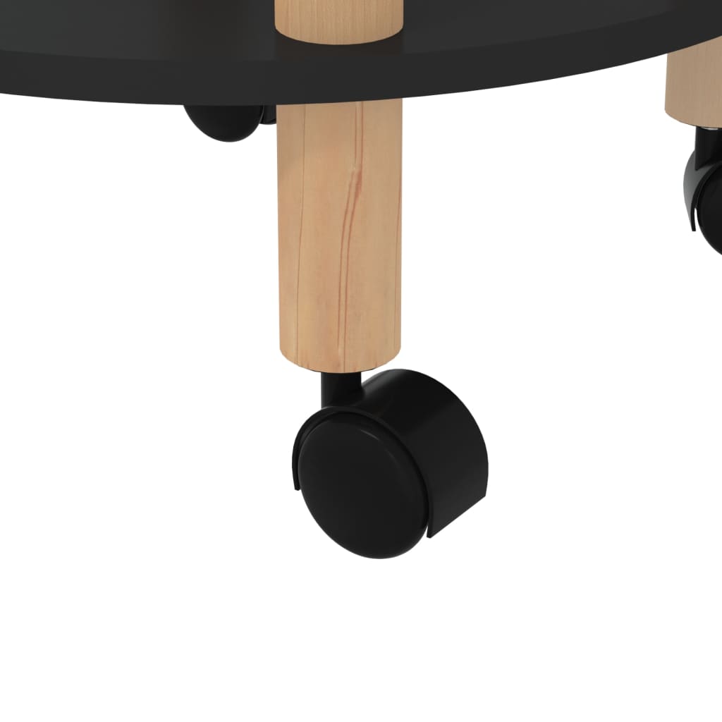vidaXL 3-tier Trolley Black 38x38x82cm Engineered Wood&Solid Wood Pine