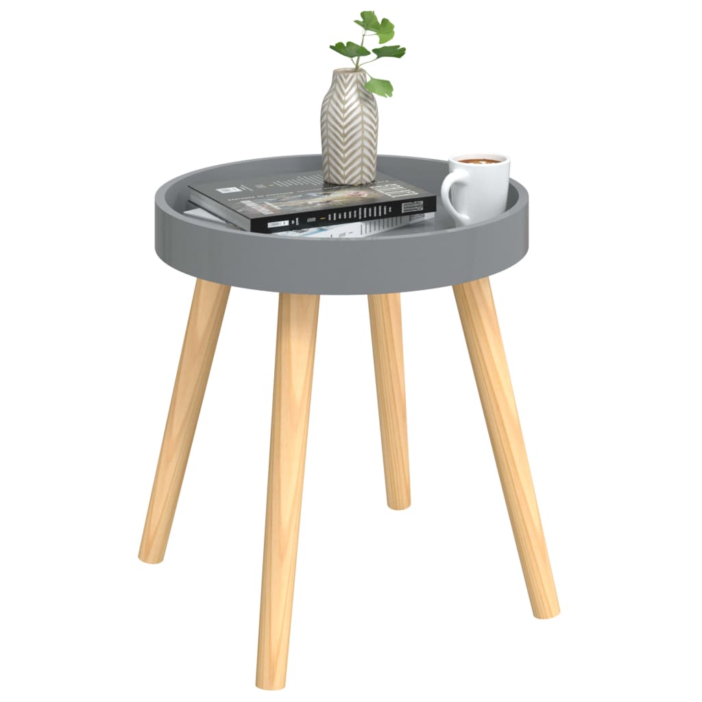 vidaXL Side Table | Grey | Engineered Wood and Solid Pine | Small | Durable