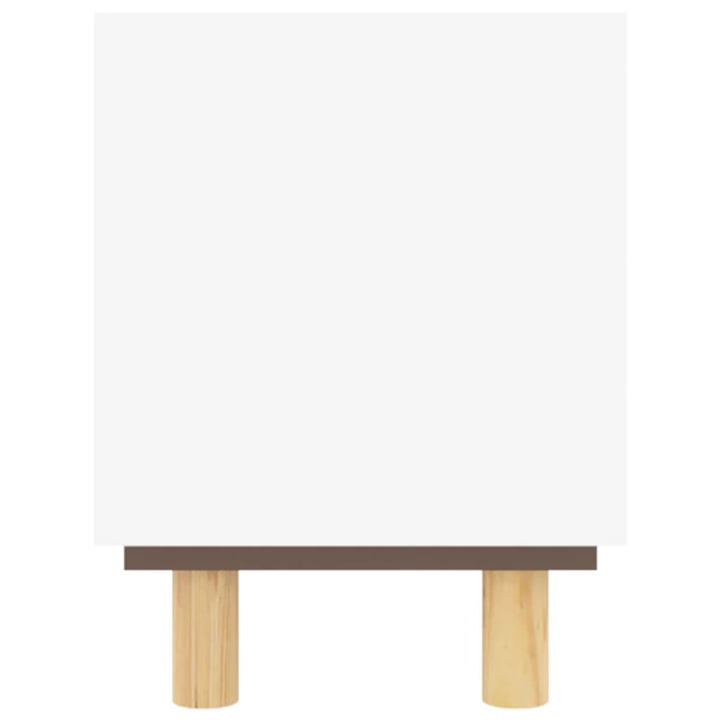 vidaXL TV Cabinet White 80x30x40 cm Solid Wood Pine and Natural Rattan