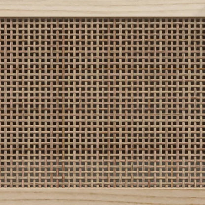vidaXL TV Cabinet White 80x30x40 cm Solid Wood Pine and Natural Rattan