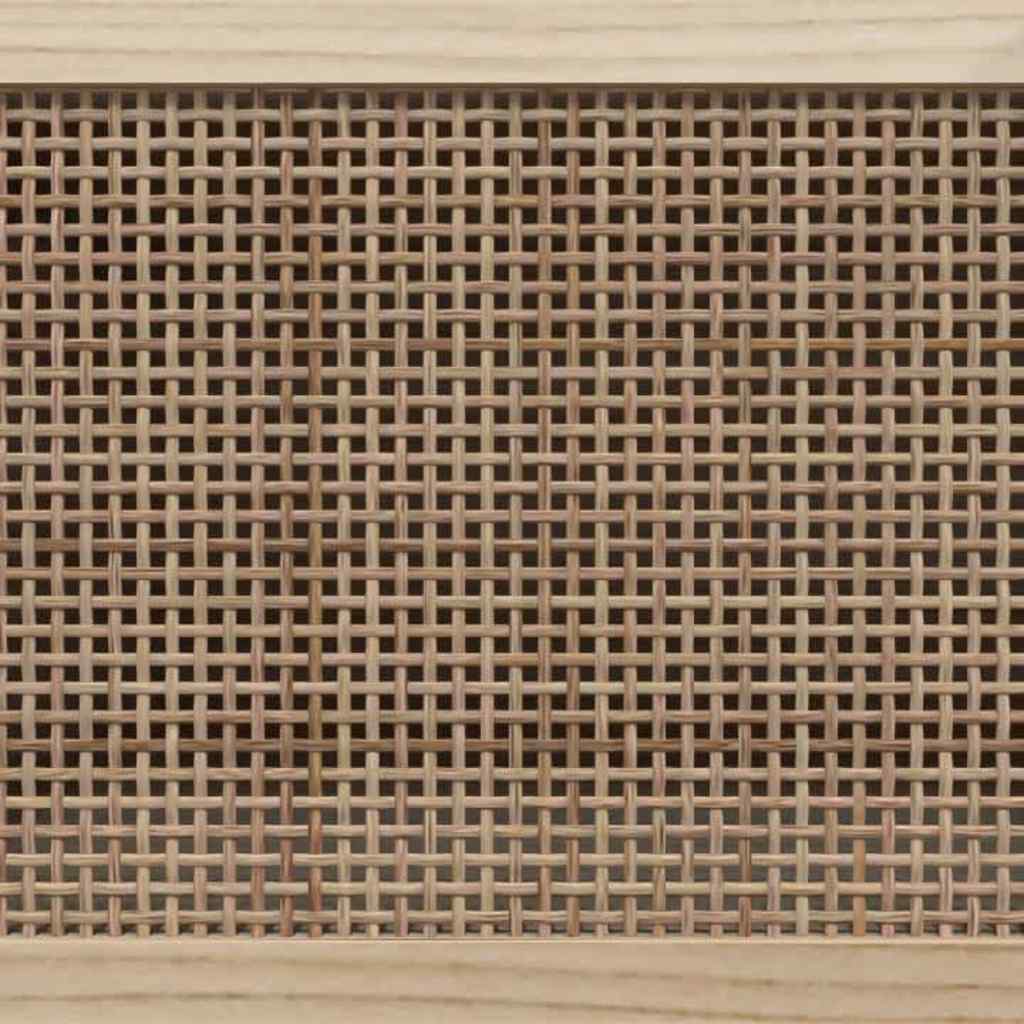 vidaXL TV Cabinet White 80x30x40 cm Solid Wood Pine and Natural Rattan