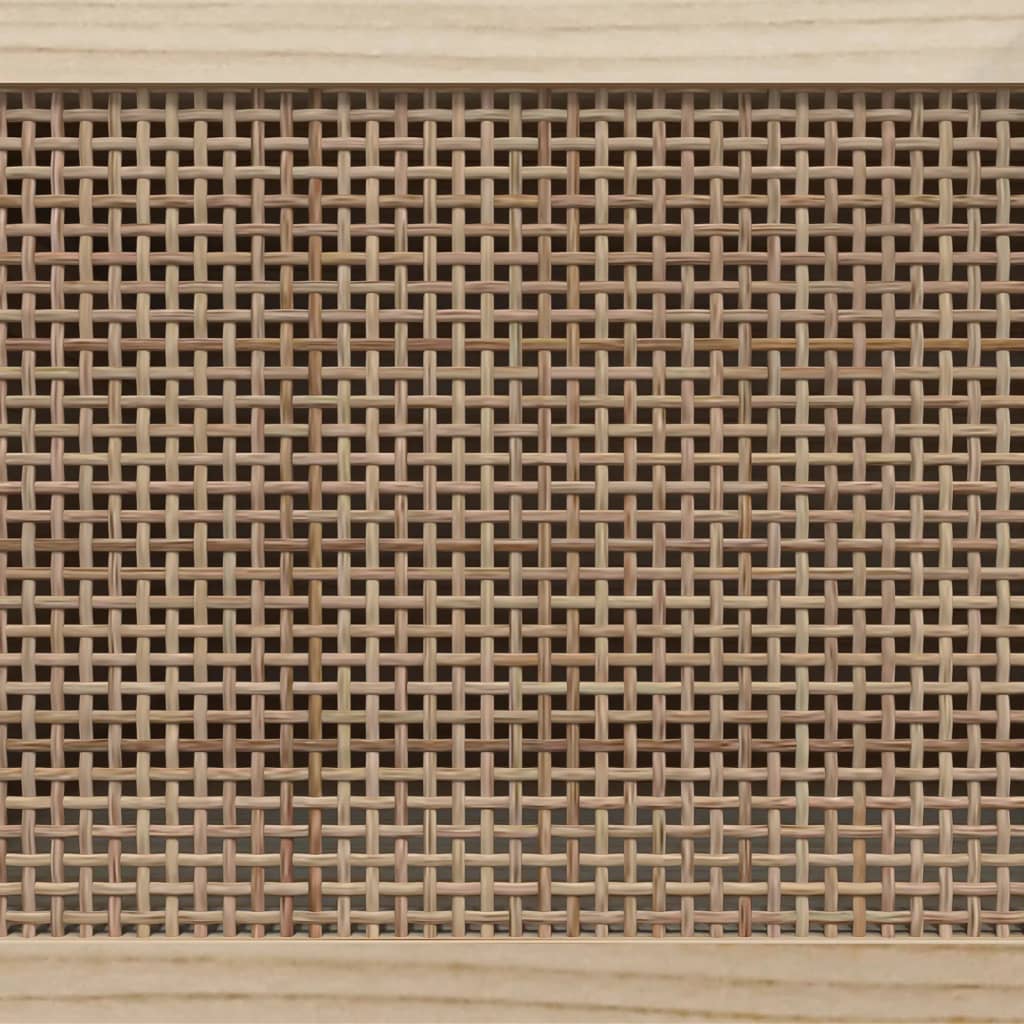 vidaXL TV Cabinet Black 80x30x40 cm Solid Wood Pine and Natural Rattan