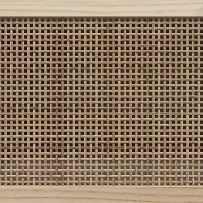 vidaXL TV Cabinet Black 80x30x40 cm Solid Wood Pine and Natural Rattan