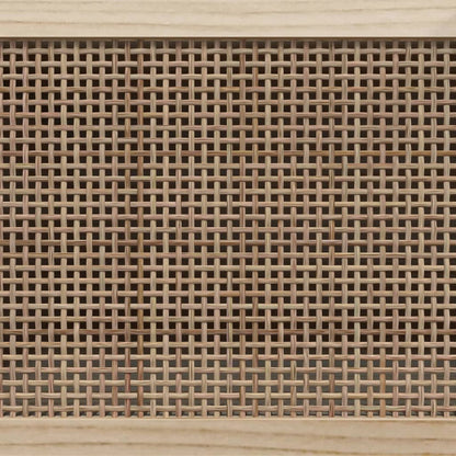 vidaXL TV Cabinet White 105x30x40 cm Solid Wood Pine&Natural Rattan