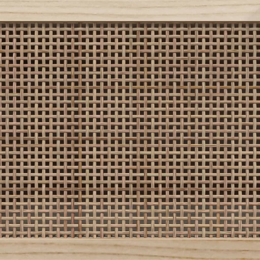 vidaXL TV Cabinet Black 105x30x40 cm Solid Wood Pine&Natural Rattan